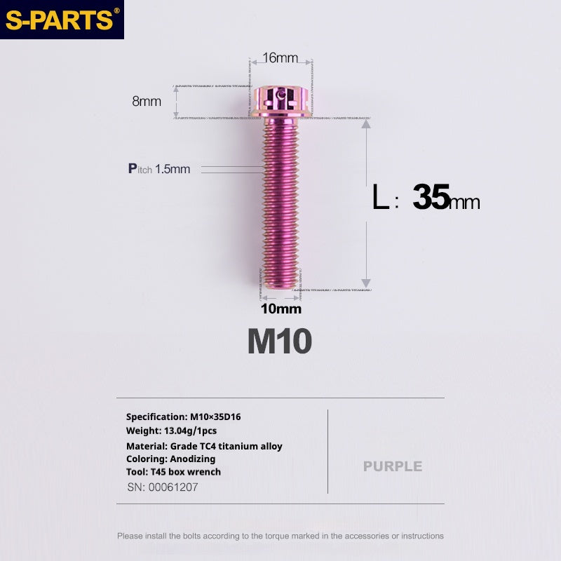 Tornillos de titanio SPARTS Purple A3 Series M10 L12-120 mm para motocicletas y automóviles