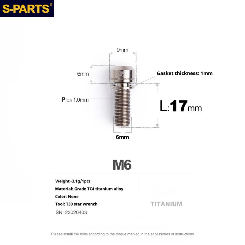 S-PARTS Titanium Brake Bolt Kit for HOPE V4 / TECH / RACE / TRAIL / ZONE | Ultra-Light MTB Brake Hardware