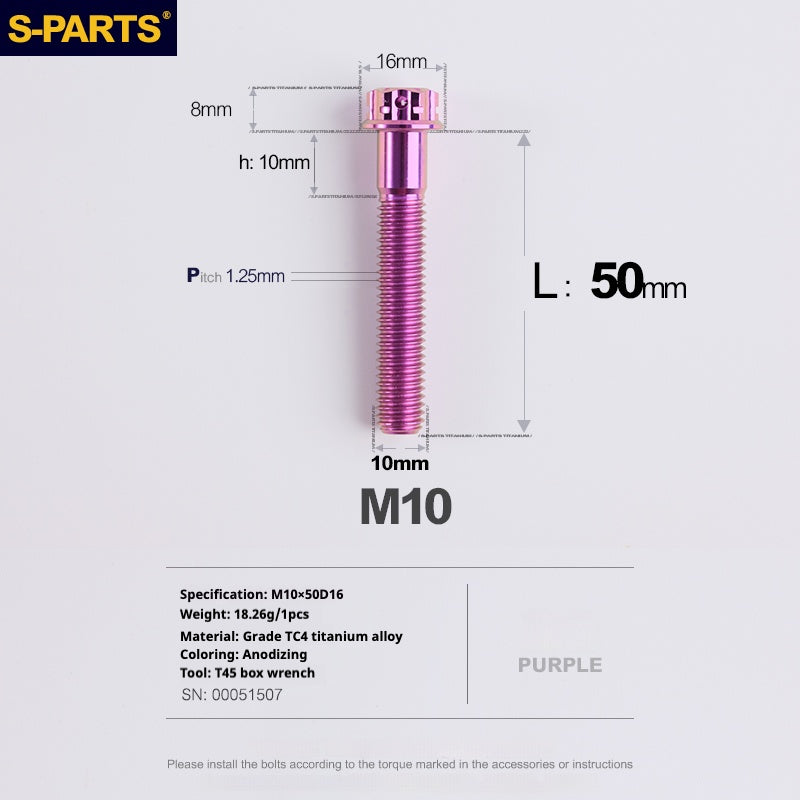 Tornillos de titanio SPARTS Purple A3 Series M10 L12-120 mm para motocicletas y automóviles