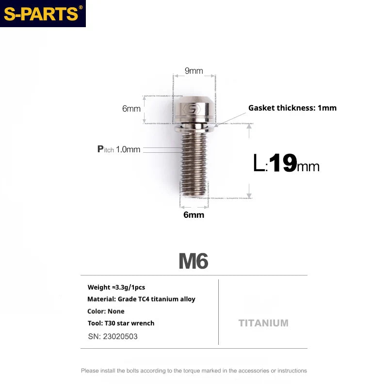 S-PARTS Titanium Brake Bolt Kit for HOPE V4 / TECH / RACE / TRAIL / ZONE | Ultra-Light MTB Brake Hardware