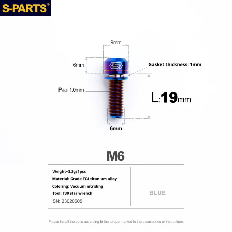 S-PARTS Titanium Brake Bolt Kit for HOPE V4 / TECH / RACE / TRAIL / ZONE | Ultra-Light MTB Brake Hardware