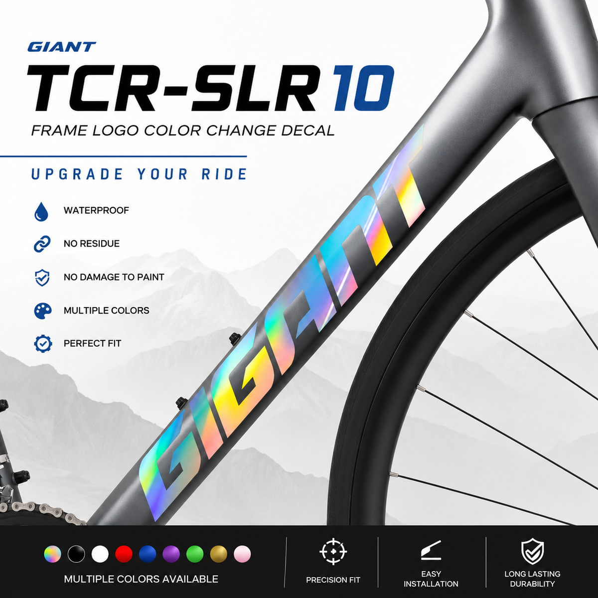 2025 자이언트 TCR SLR Gen 10 프레임 로고 색상 변경 데칼 스티커 | 방수 커스텀 로드 바이크 프레임 데칼
