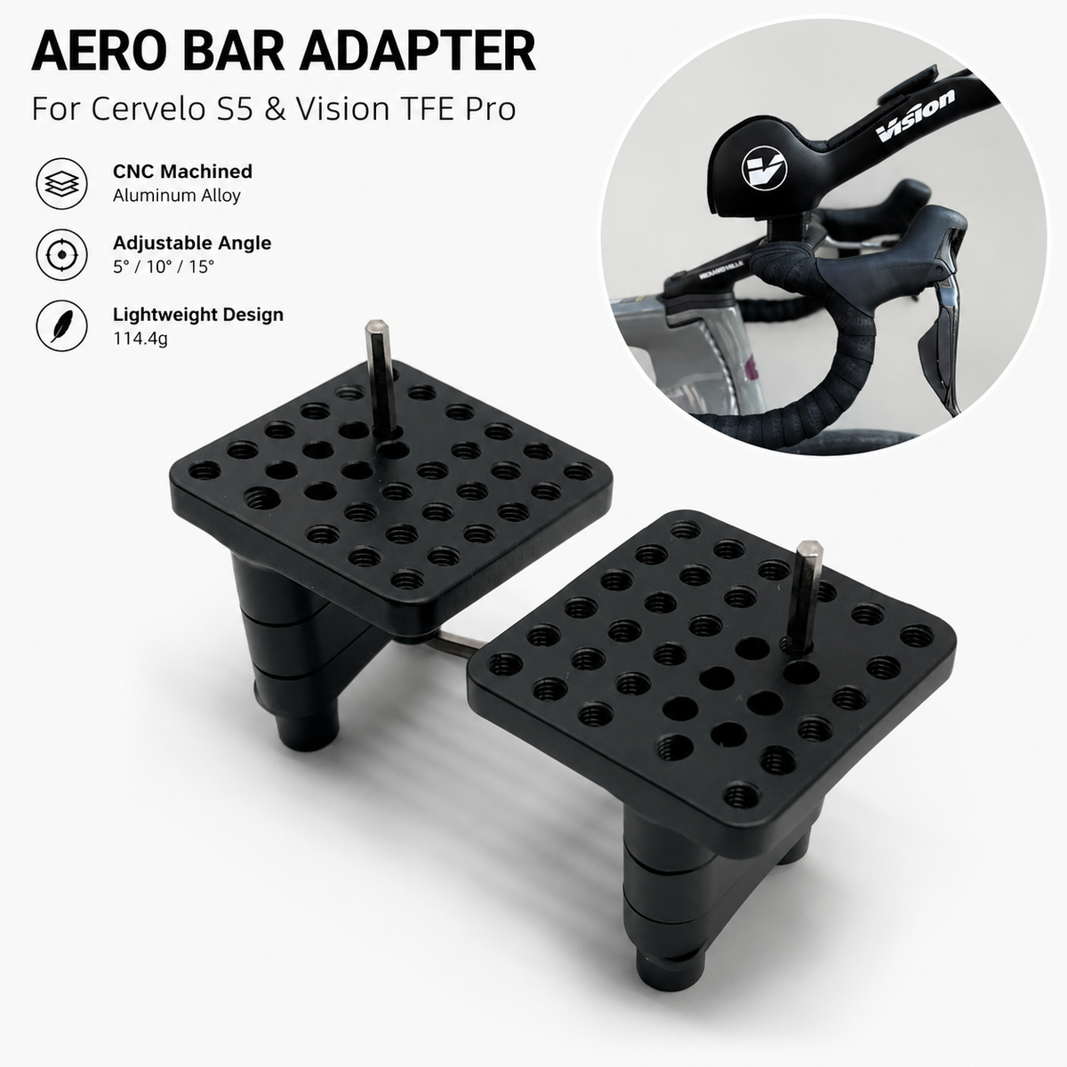 Cervélo S5 Vision TFE Aero Bar Adapter | Adjustable TT Extension Mount