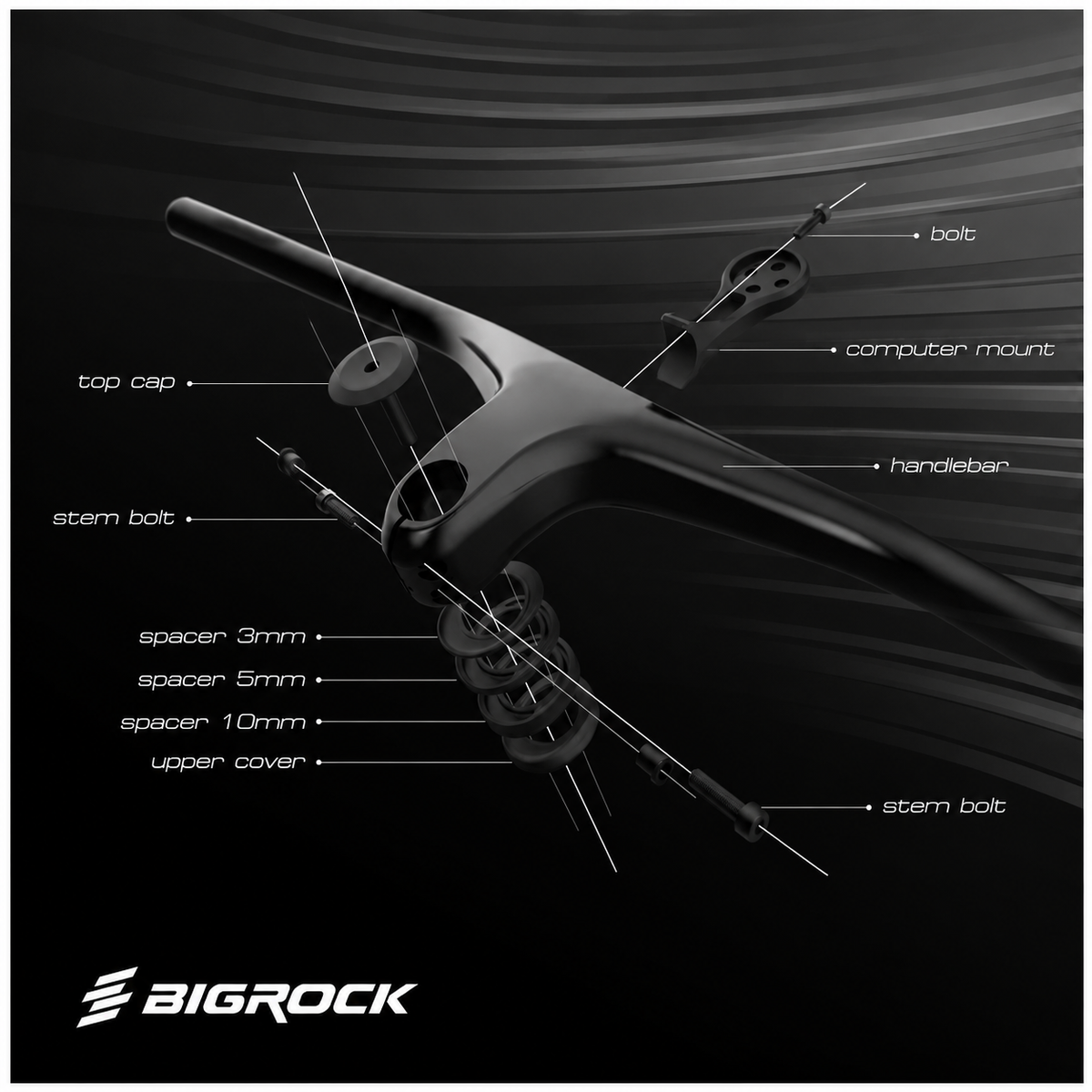 BIGROCK Mountain Bike Integrated Handlebar -22° 740mm Lightweight XC Racing Handlebar