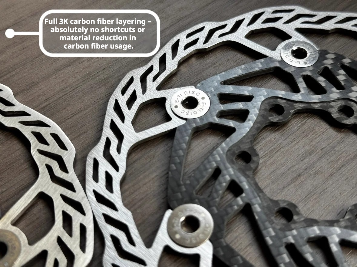 E-TI Ultra-Light Carbon Disc Brake Rotor | 160mm / 140mm | 87g / 66g | Titanium Rivets | Centerlock | High Hardness CNC Stainless Steel