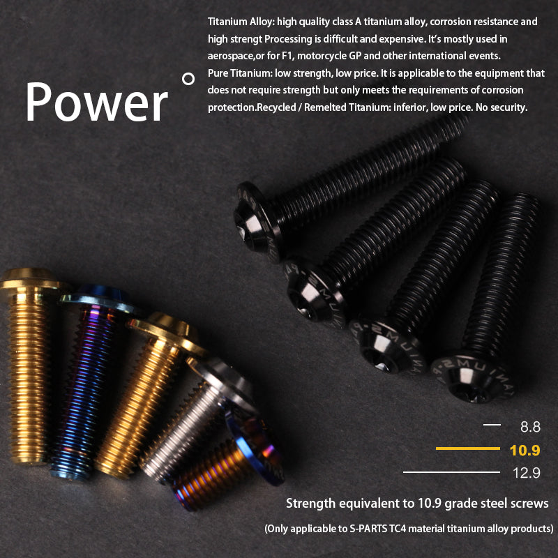 Tornillos de titanio para motocicleta eléctrica S-PARTS A3 con cabezal de paraguas M8