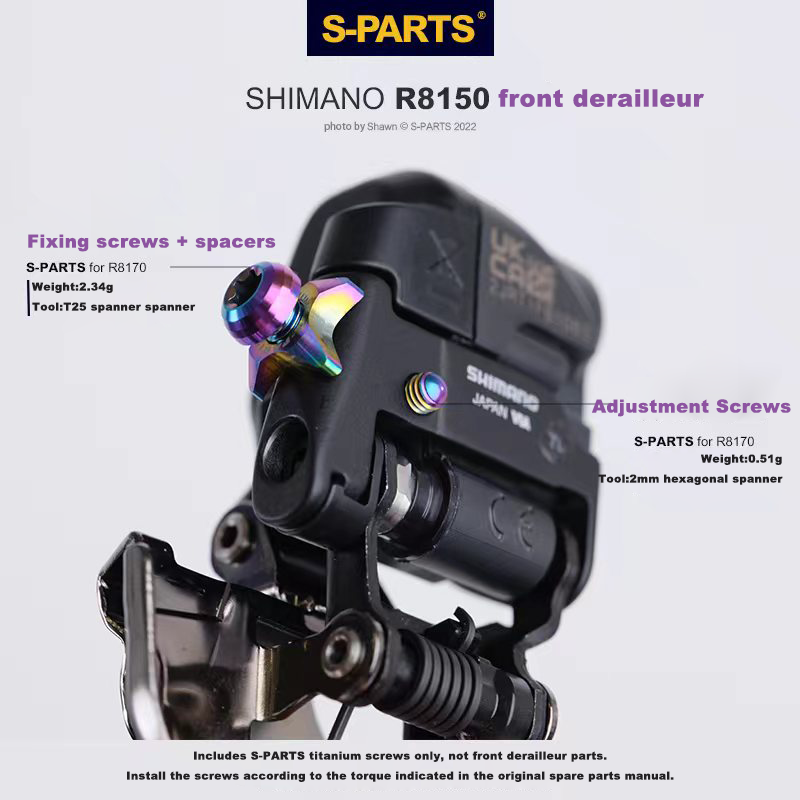 S-PARTS Kit d'adaptation de vis en titane pour transmission de vélo de route pour SHIMANO UT R7150 R8000 R8050 R8170 R7170 R9270 R8070 R9100