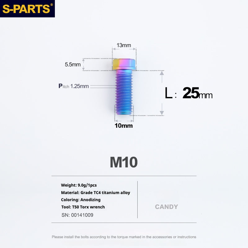 Viss en titane SPARTS série A3 M10 L20-60mm D13 P1.5-P1.25 pour moto et voiture