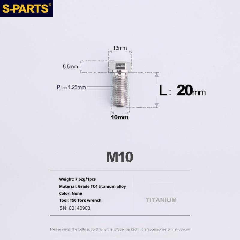 Viss en titane SPARTS série A3 M10 L20-60mm D13 P1.5-P1.25 pour moto et voiture