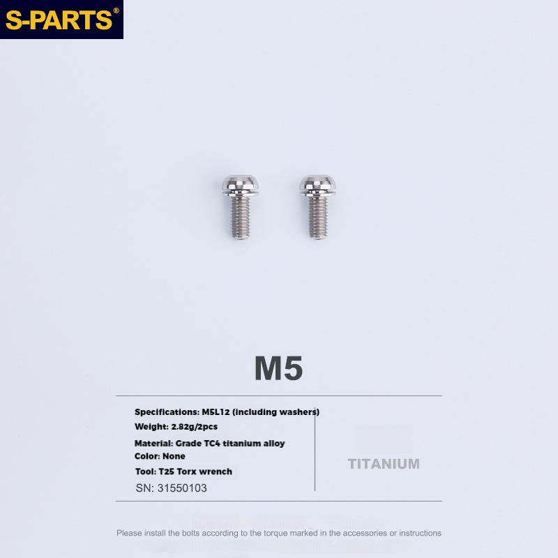 S-PARTS 티타늄 합금 물병 케이지 나사 - 초경량, 중공, 평두, 대구경, 로드·산악·폴딩 자전거용