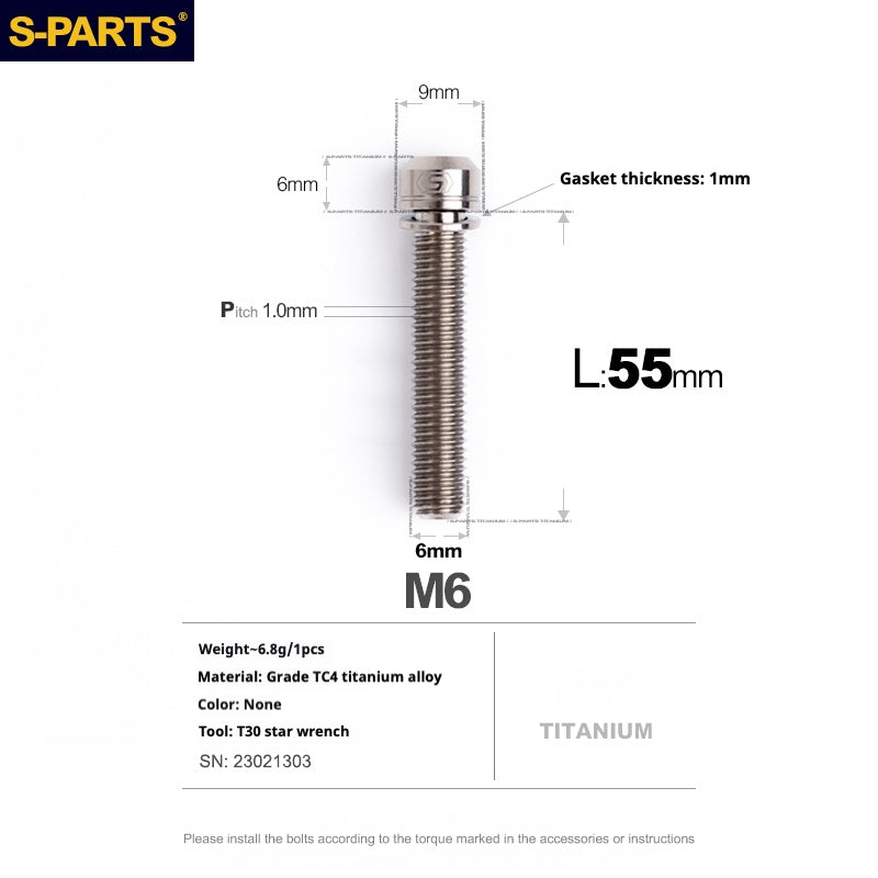 Viss en titane SPARTS A2 Series M6 L10-55mm