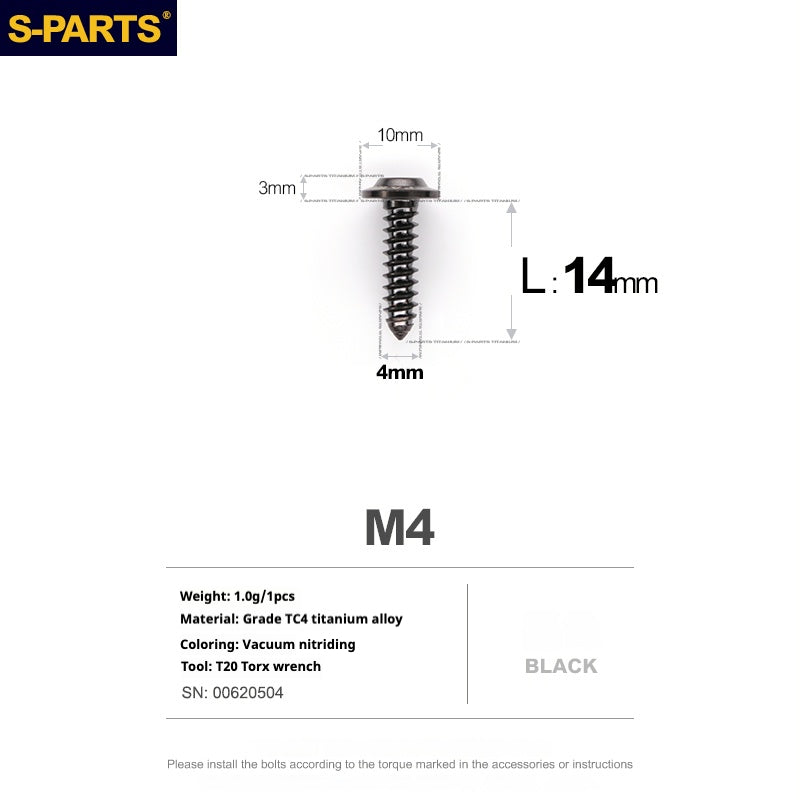 Vis auto-taraudeuses SPART A3 à tête parapluie, série fil, M4 L12-20mm D10 en titane pour moto et auto