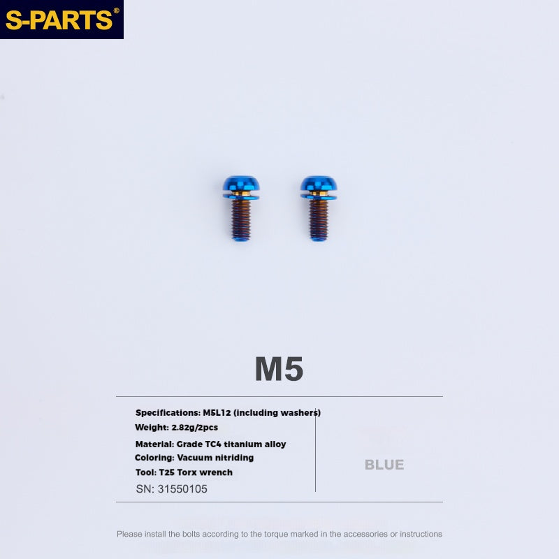 S-PARTS 티타늄 합금 물병 케이지 나사 - 초경량, 중공, 평두, 대구경, 로드·산악·폴딩 자전거용