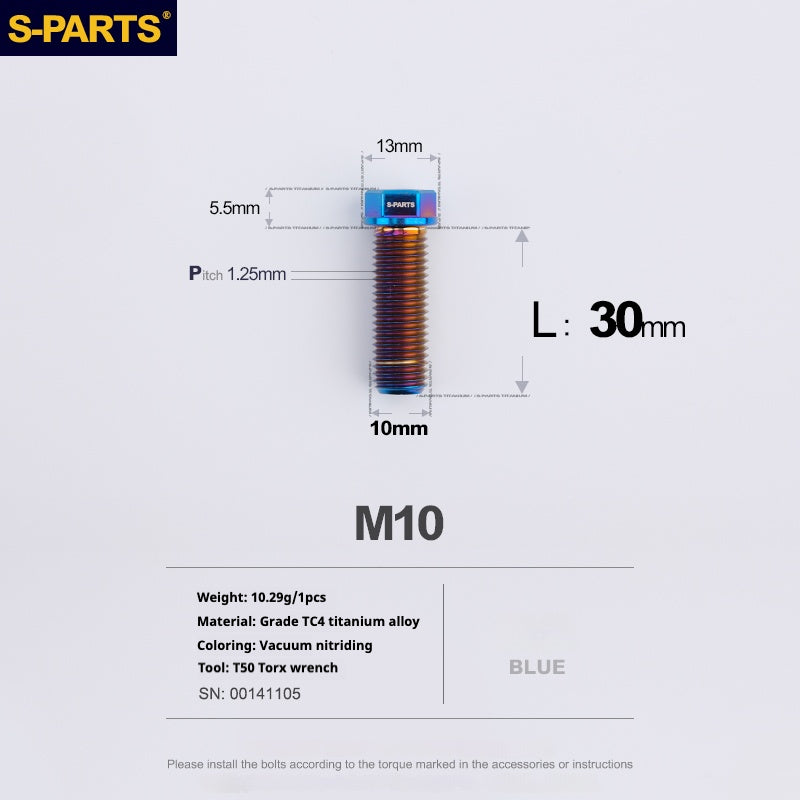 Viss en titane SPARTS série A3 M10 L20-60mm D13 P1.5-P1.25 pour moto et voiture