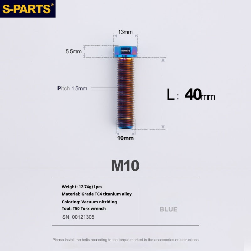 Viss en titane SPARTS série A3 M10 L20-60mm D13 P1.5-P1.25 pour moto et voiture