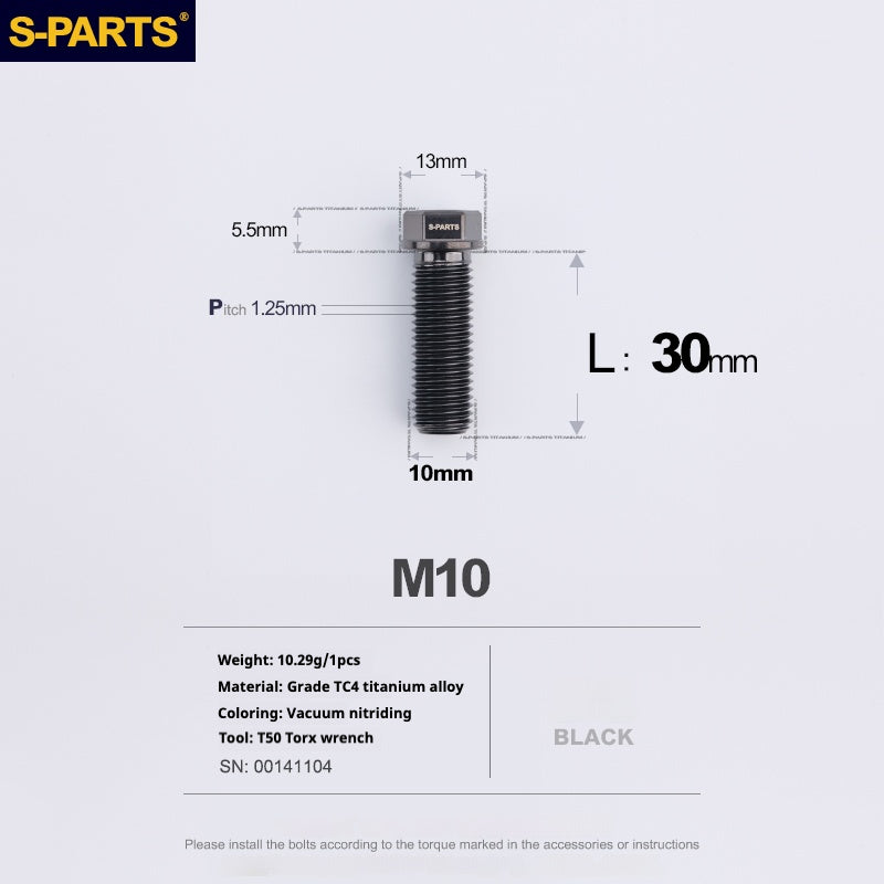 Viss en titane SPARTS série A3 M10 L20-60mm D13 P1.5-P1.25 pour moto et voiture