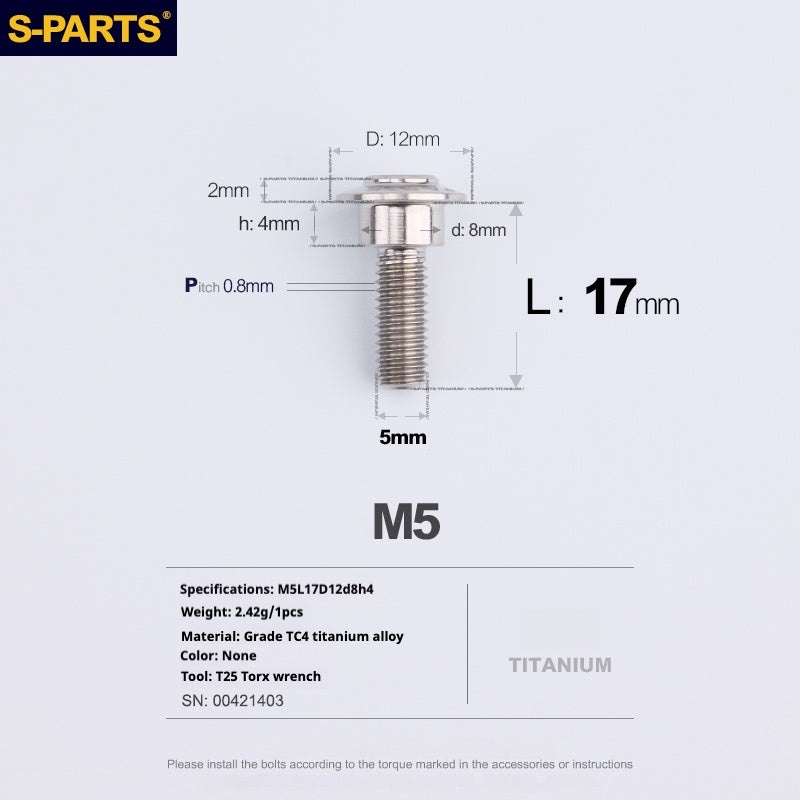 SPARTS A3 Umbrella Head Step Series M5 Titanium Color Titanium Screws Motorcycle Auto