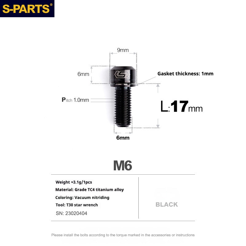 Viss en titane SPARTS A2 Series M6 L10-55mm
