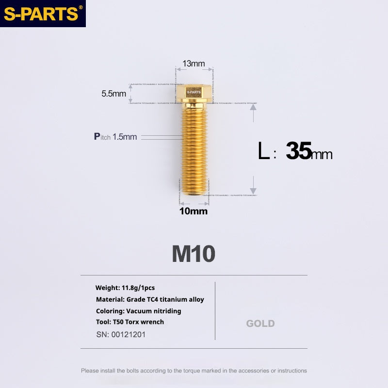 Viss en titane SPARTS série A3 M10 L20-60mm D13 P1.5-P1.25 pour moto et voiture