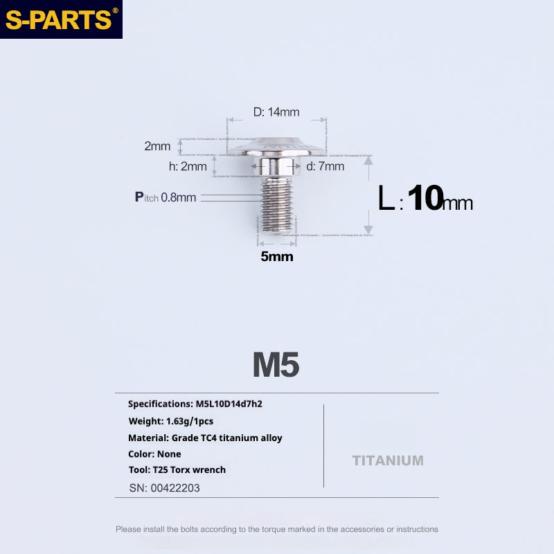 SPARTS A3 Umbrella Head Step Series M5 Titanium Color Titanium Screws Motorcycle Auto