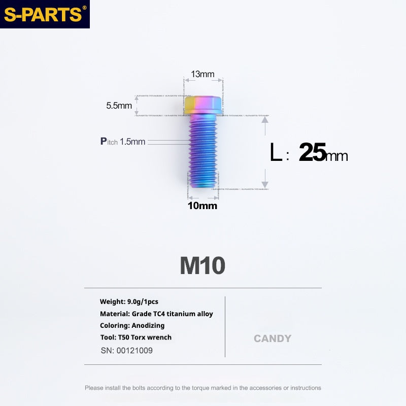 Viss en titane SPARTS série A3 M10 L20-60mm D13 P1.5-P1.25 pour moto et voiture