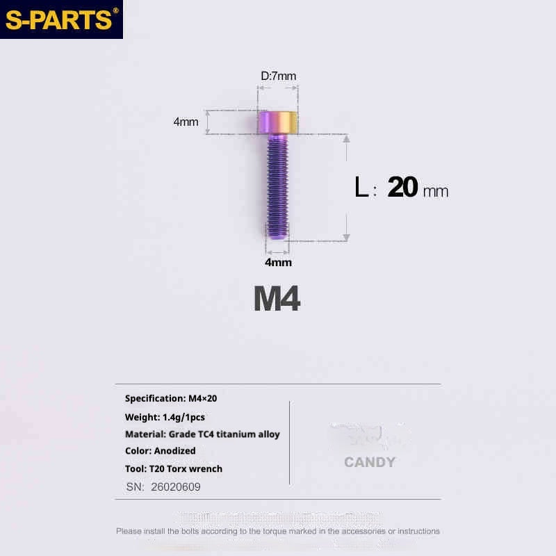 SPARTS 원통머리 시리즈 M4 L06-50mm 티타늄 나사