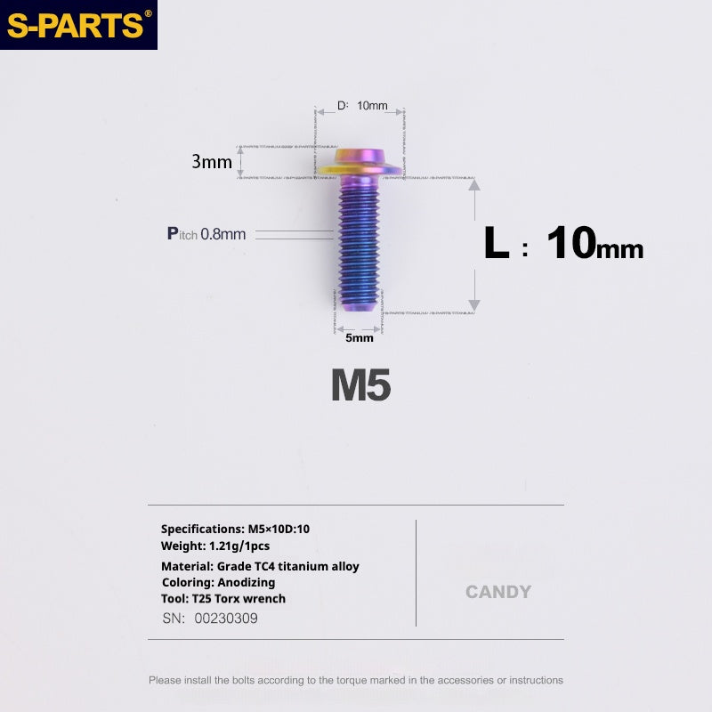 S-PARTS A3 Umbrella Head M5 L06-55mm D10 Motorcycle Electric Vehicle Titanium Screw