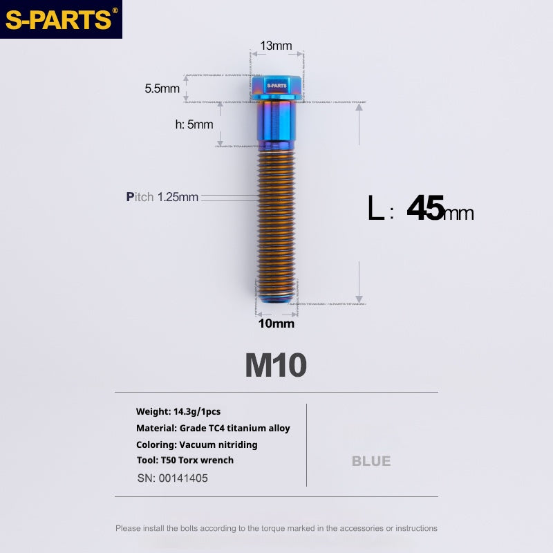 Viss en titane SPARTS série A3 M10 L20-60mm D13 P1.5-P1.25 pour moto et voiture