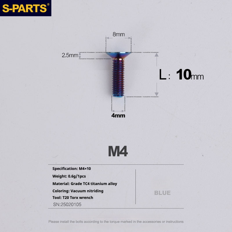 Tornillos de titanio de cabeza avellanada serie M4 L08-45 mm de SPARTS