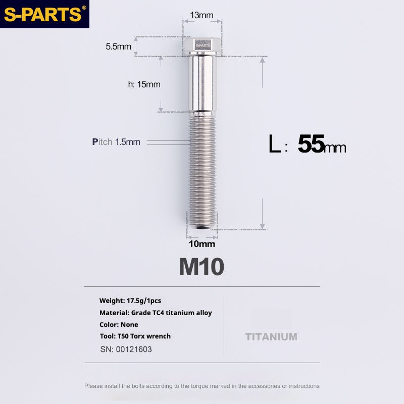 Viss en titane SPARTS série A3 M10 L20-60mm D13 P1.5-P1.25 pour moto et voiture