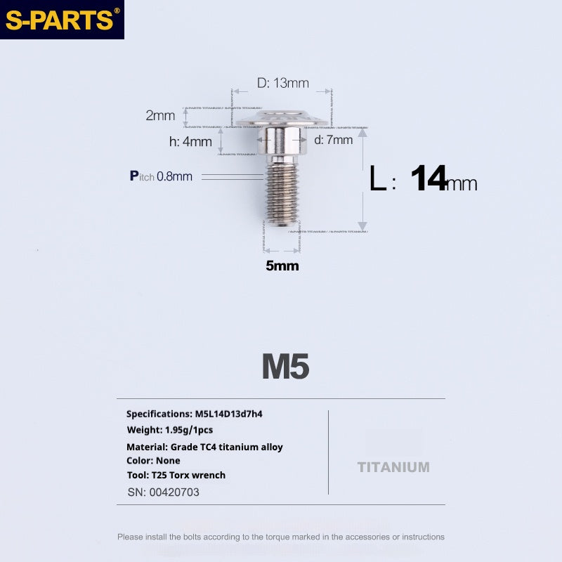 SPARTS A3 Umbrella Head Step Series M5 Titanium Color Titanium Screws Motorcycle Auto