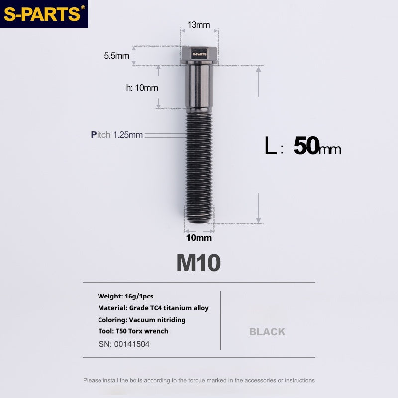 Viss en titane SPARTS série A3 M10 L20-60mm D13 P1.5-P1.25 pour moto et voiture