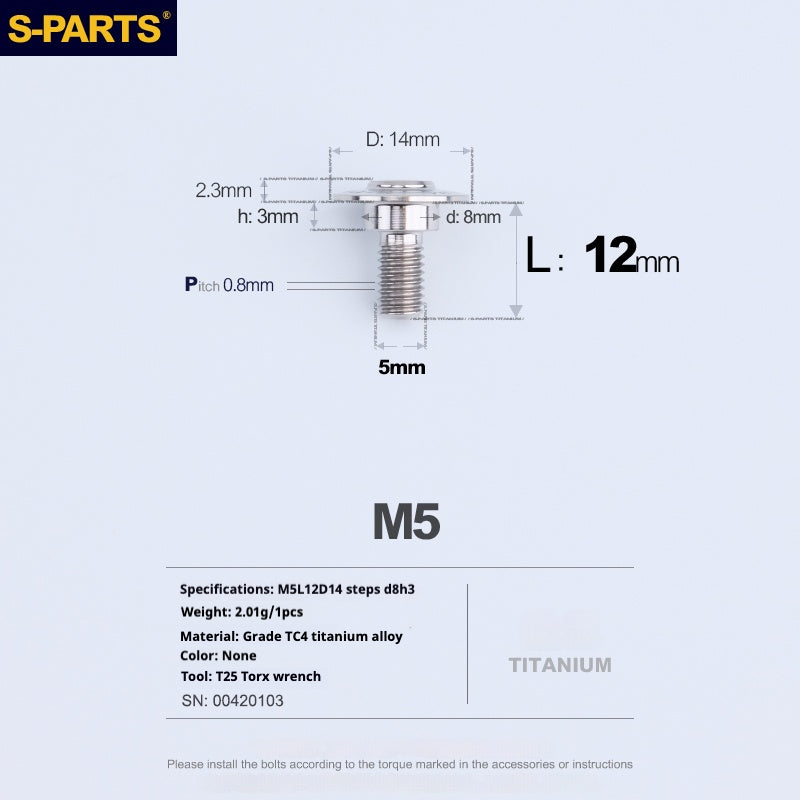 SPARTS A3 Umbrella Head Step Series M5 Titanium Color Titanium Screws Motorcycle Auto