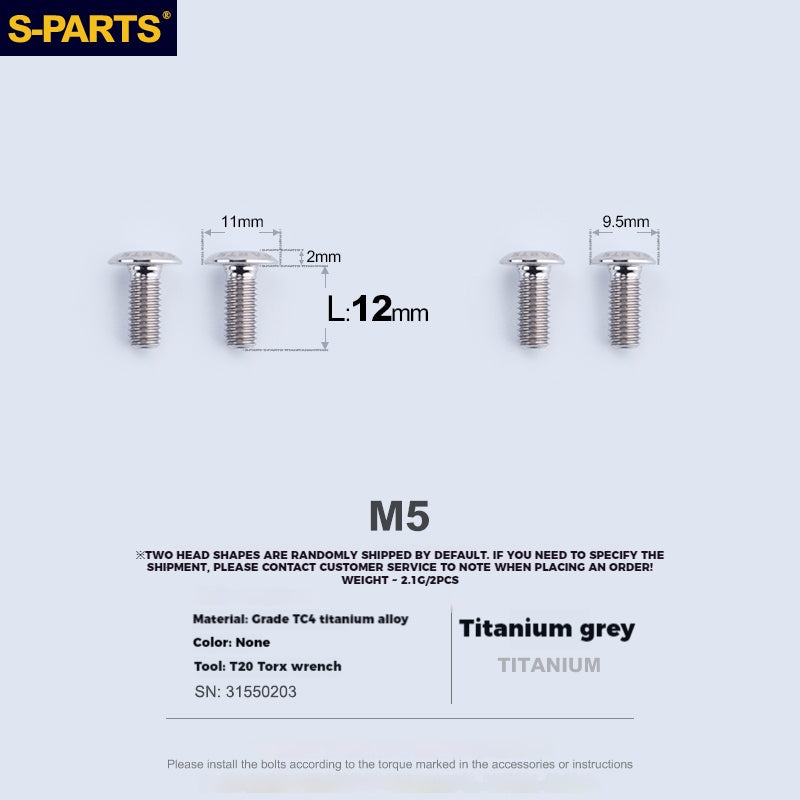 S-PARTS 티타늄 합금 물병 케이지 나사 - 초경량, 중공, 평두, 대구경, 로드·산악·폴딩 자전거용