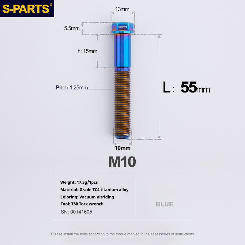Viss en titane SPARTS série A3 M10 L20-60mm D13 P1.5-P1.25 pour moto et voiture