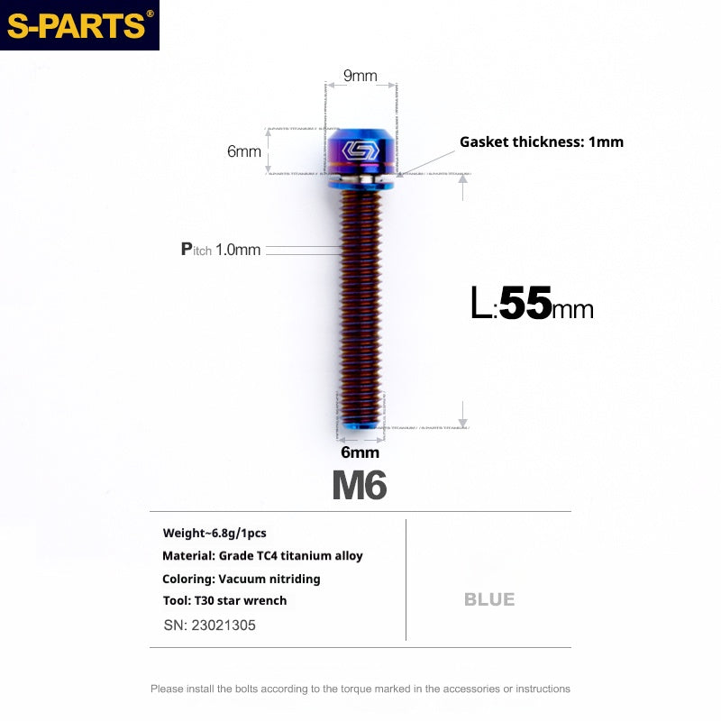 Viss en titane SPARTS A2 Series M6 L10-55mm