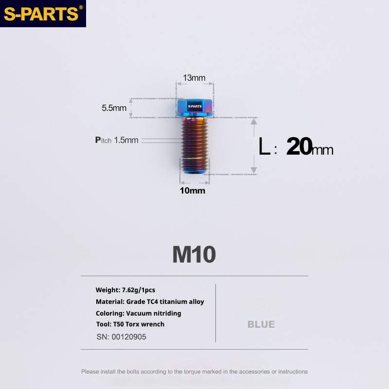 Viss en titane SPARTS série A3 M10 L20-60mm D13 P1.5-P1.25 pour moto et voiture