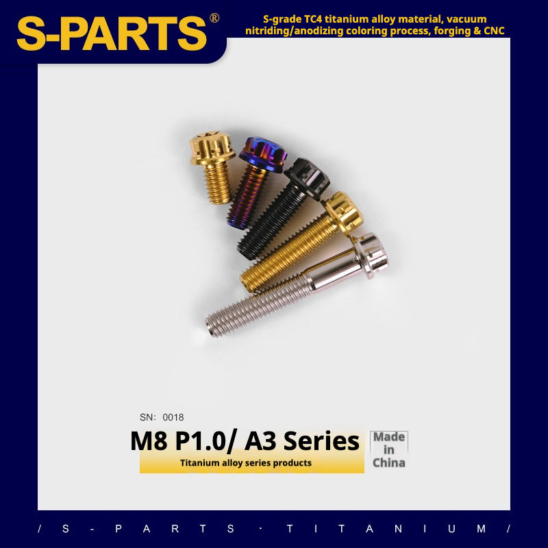 Viss en titane SPART A3 Série M8 L20mm pas fin P1.0 pour moto et voiture