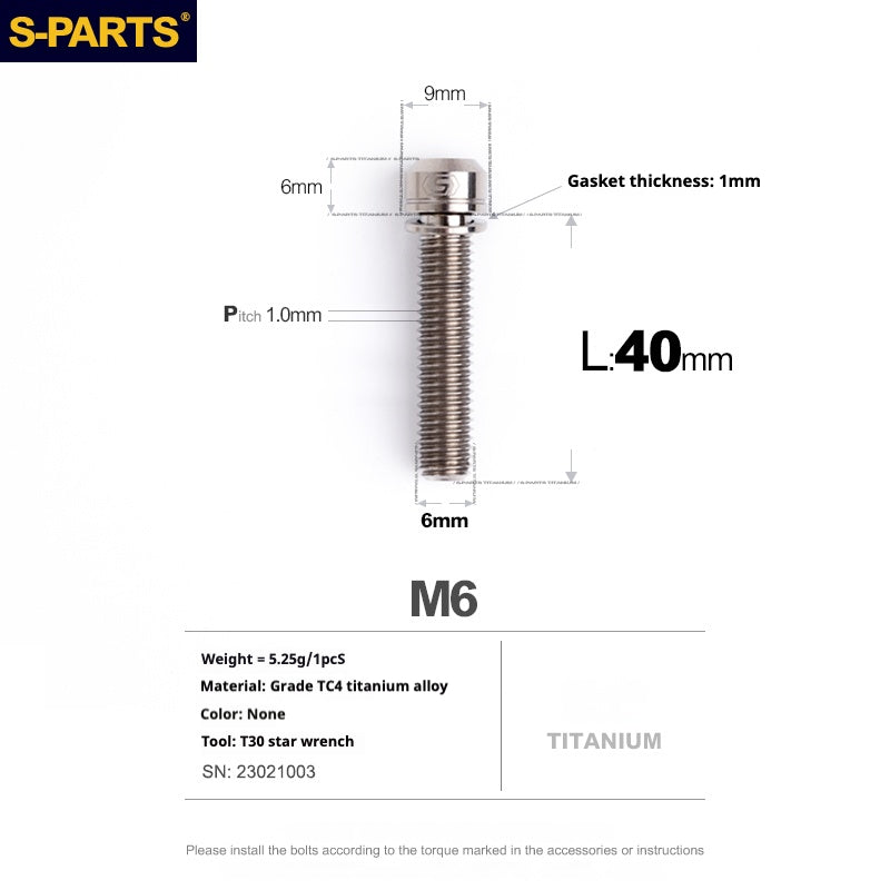 Viss en titane SPARTS A2 Series M6 L10-55mm