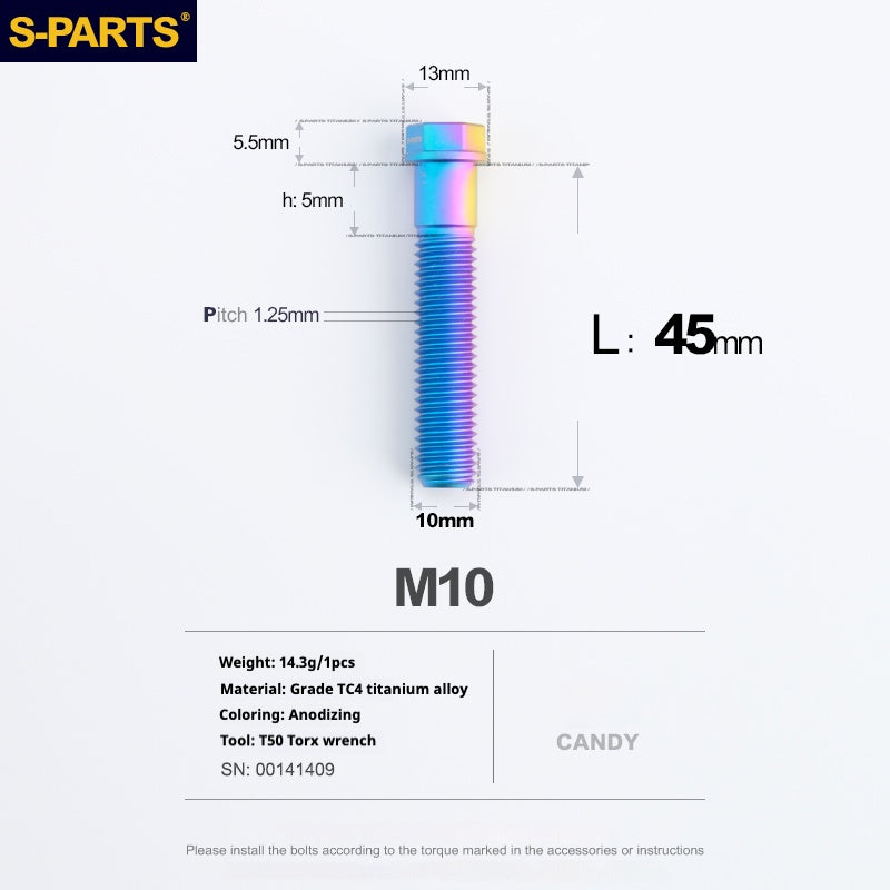 Viss en titane SPARTS série A3 M10 L20-60mm D13 P1.5-P1.25 pour moto et voiture