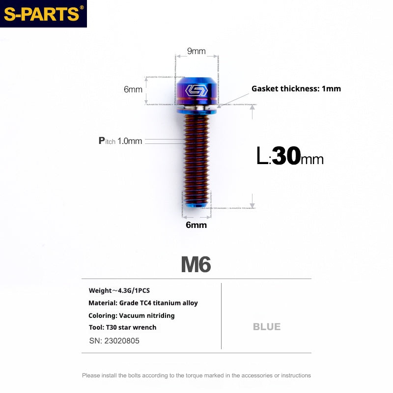 Viss en titane SPARTS A2 Series M6 L10-55mm