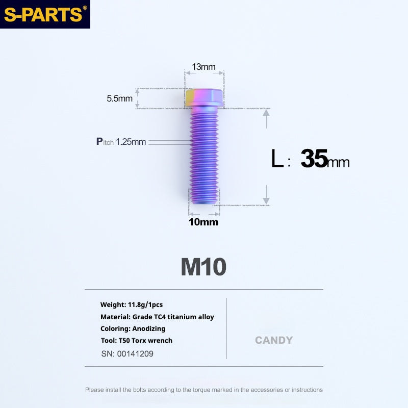 Viss en titane SPARTS série A3 M10 L20-60mm D13 P1.5-P1.25 pour moto et voiture