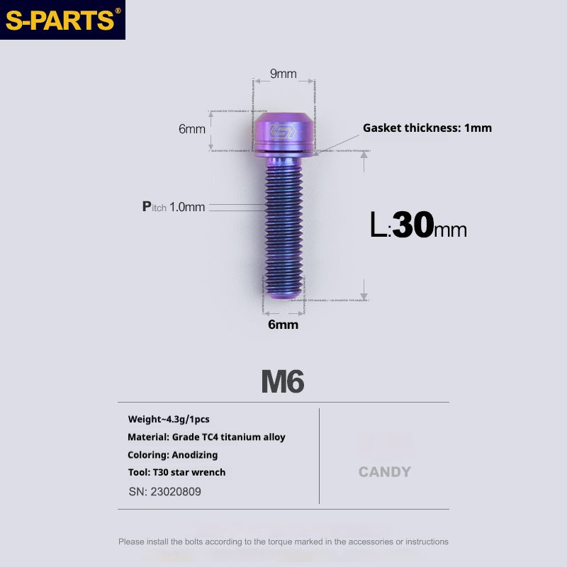 Viss en titane SPARTS A2 Series M6 L10-55mm
