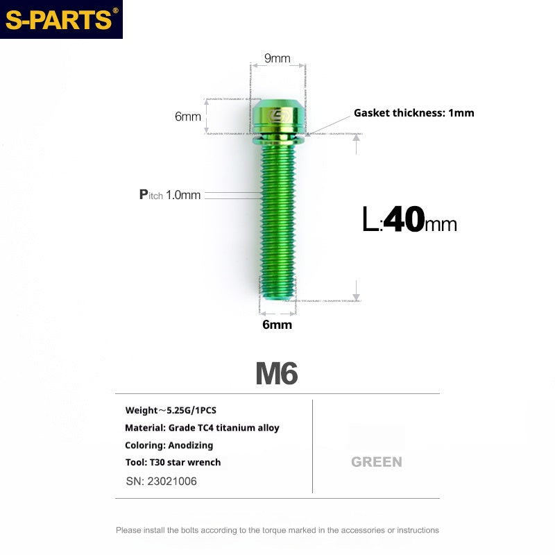 Viss en titane SPARTS A2 Series M6 L10-55mm