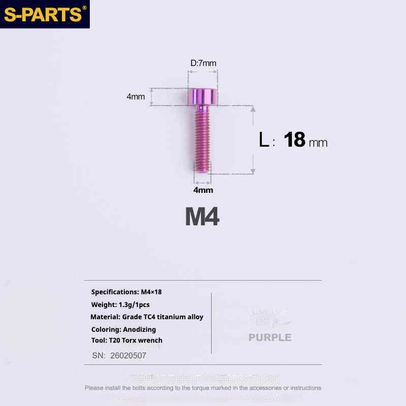 SPARTS 원통머리 시리즈 M4 L06-50mm 티타늄 나사