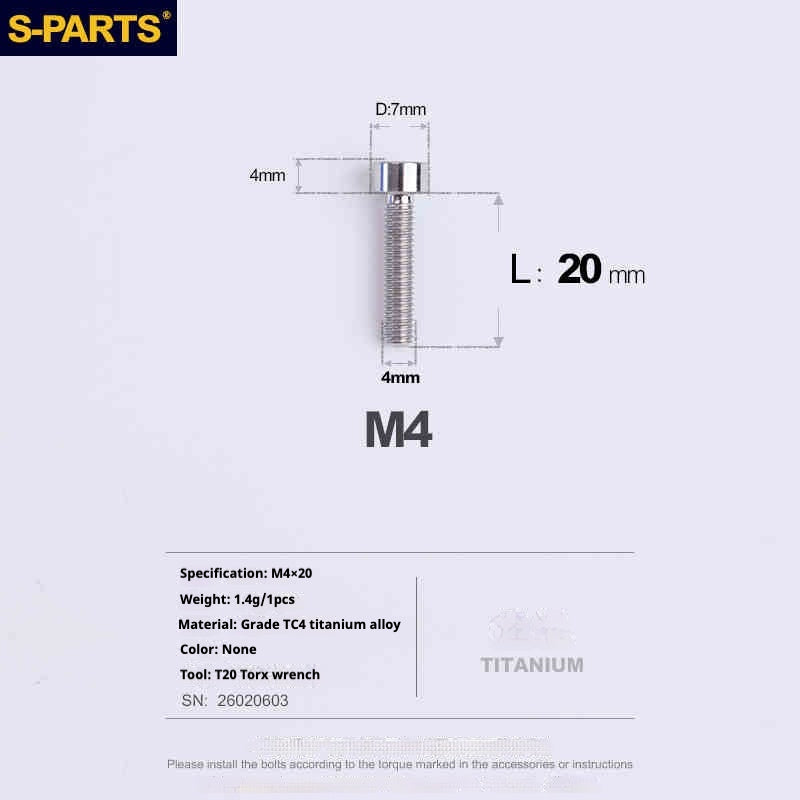 SPARTS 원통머리 시리즈 M4 L06-50mm 티타늄 나사
