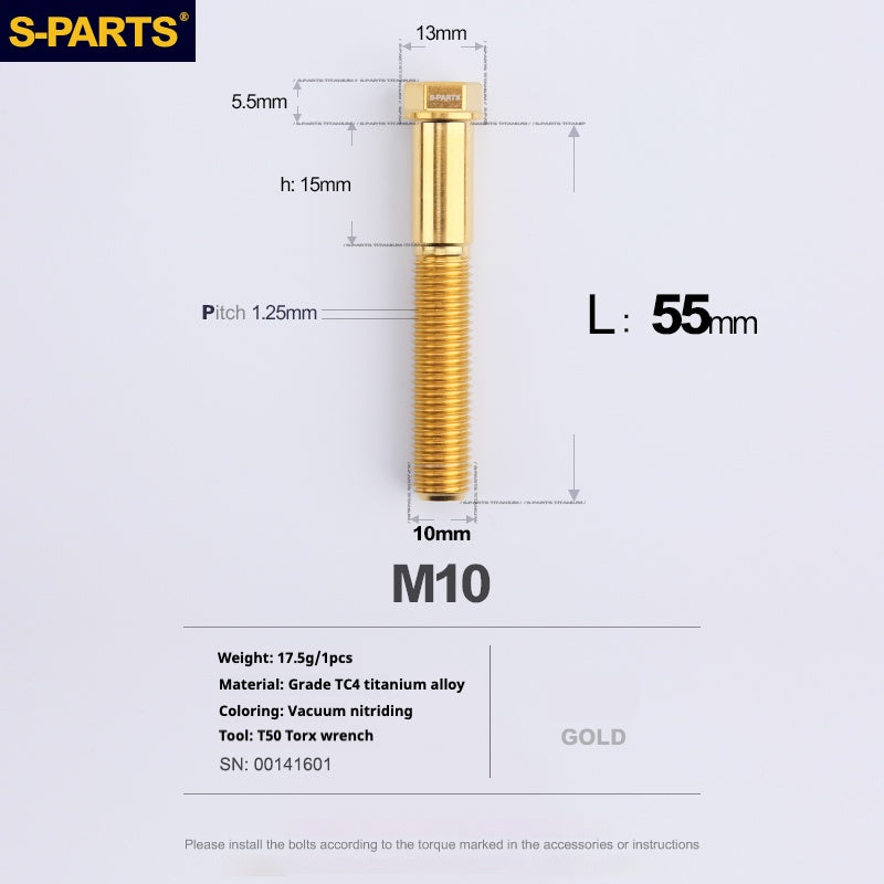 Viss en titane SPARTS série A3 M10 L20-60mm D13 P1.5-P1.25 pour moto et voiture