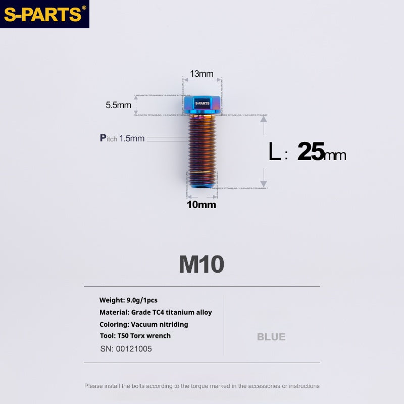 Viss en titane SPARTS série A3 M10 L20-60mm D13 P1.5-P1.25 pour moto et voiture