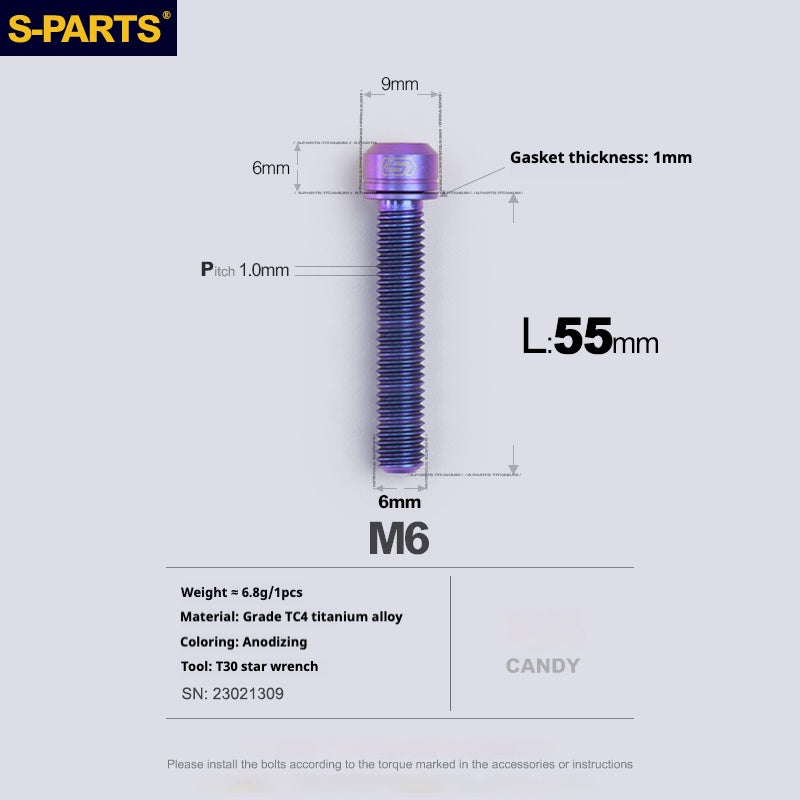 Viss en titane SPARTS A2 Series M6 L10-55mm