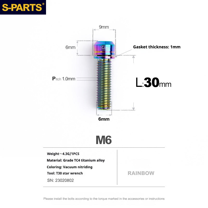 Viss en titane SPARTS A2 Series M6 L10-55mm